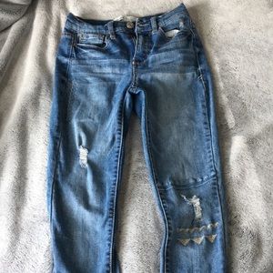 Mid Rise Ankle Embroidered Jeans